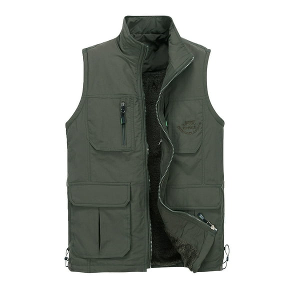 AOOCHASLIY Fall Clothes Men's Outdoor Vest Leisure Jacket Lightweight Vest with Zip Many Pockets Vest