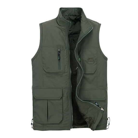 AOOCHASLIY Fall Clothes Men's Outdoor Vest Leisure Jacket Lightweight Vest with Zip Many Pockets Vest