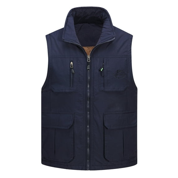 AOOCHASLIY Fall Clothes Men's Outdoor Vest Leisure Jacket Lightweight Vest with Zip Many Pockets Vest