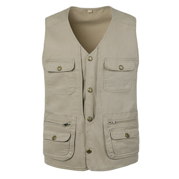 AOOCHASLIY Fall Clothes Men's Outdoor Vest Leisure Jacket Lightweight Vest with Zip Many Pockets