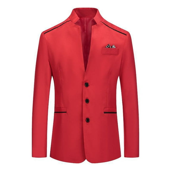 AOOCHASLIY Fall Clothes Men's Suit One Button Suit Formal Dress Performance Suit Fitted Long Sleeved Lapel Suit Blazer