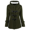 thumbnail image 1 of AOOCHASLIY Fall Clothes Women Solid Horn Buttons Cardigan Padded Hooded Coat Long Sleeve Jacket Overcoat Tops, 1 of 4