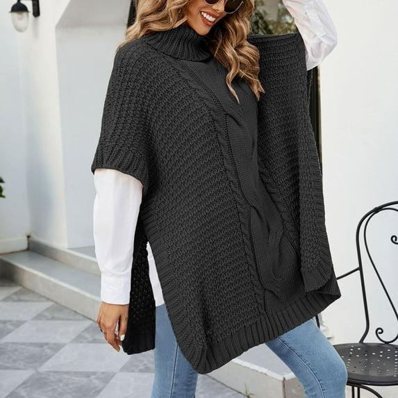 AOOCHASLIY Fall Clothes Women's Fall Winter High Neck Dough Shawl Sweater Loose Round Neck Sweater