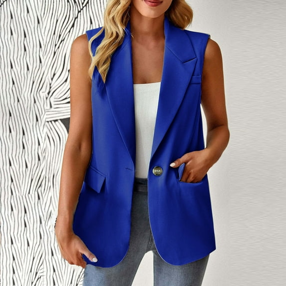 AOOCHASLIY Fall Clothes Women's Fashion Sleeveless Color Casual Jacket Business Small Suit Women Suit Jacket