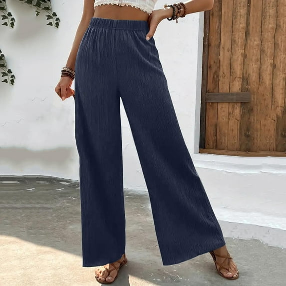AOOCHASLIY Fall Clothes Women's Workout Out Trousers Casual Loose Pants Solid Wide Leg Pants