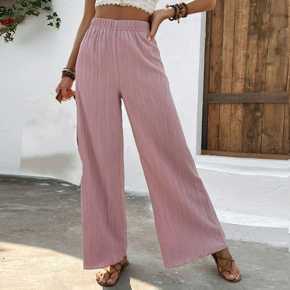 AOOCHASLIY Fall Clothes Women's Workout Out Trousers Casual Loose Pants Solid Wide Leg Pants