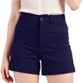 thumbnail image 1 of AOOCHASLIY Fall Clothes Womens Summer Casual Stretch Twill Shorts Plus Size Thin Waist Pull On Regular Fit Hiking Shorts With Pockets, 1 of 9