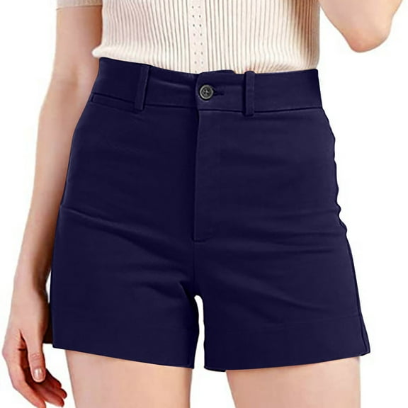 AOOCHASLIY Fall Clothes Womens Summer Casual Stretch Twill Shorts Plus Size Thin Waist Pull On Regular Fit Hiking Shorts With Pockets