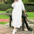 thumbnail image 1 of AOOCHASLIY Fall,Women's Fashion Round Neck Winter Warm Color Long Sleeve Pocket Long Dress, 1 of 5