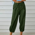thumbnail image 1 of AOOCHASLIY Fashion Women Summer Casual Loose Cotton and Linen Pocket Solid Long Trousers Pants, 1 of 8