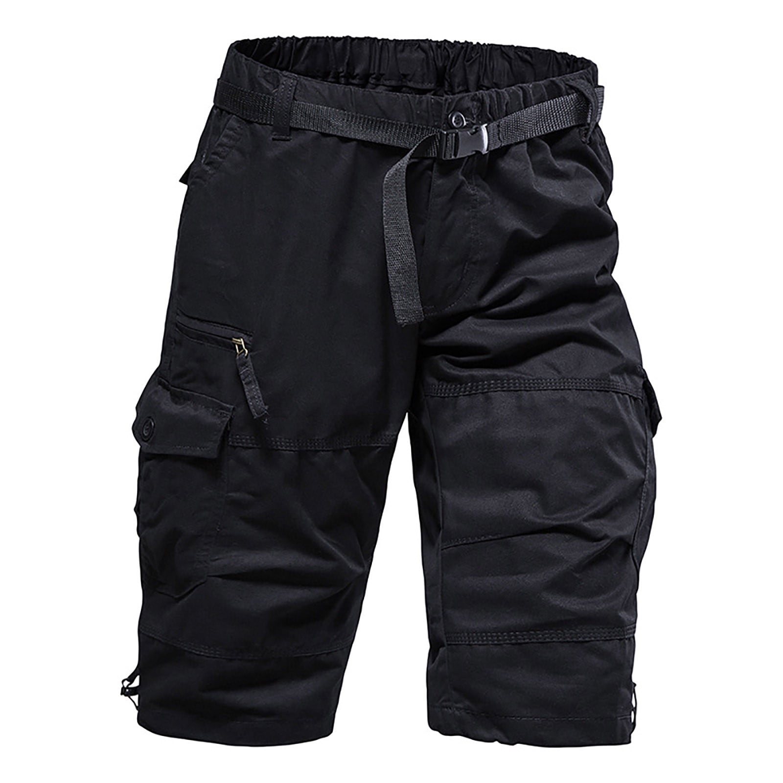 Men's Fashion Cargo Capri Shorts - Below Knee, Drawstring Elastic Waist, Gym & Casual Wear