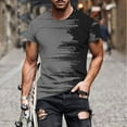 thumbnail image 1 of AOOCHASLIY Father's Day Gifts Men's Casual Contrast Color Print Short Sleeve Round Neck Regular Fit T Shirt Tops, 1 of 5