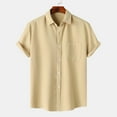 thumbnail image 1 of AOOCHASLIY Father's Day Gifts Men's Cotton Linen Short Sleeve Shirts Casual Lightweight Button Down Shirts Vacation Beach Summer Tops, 1 of 5