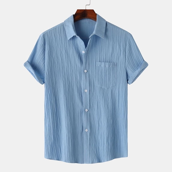AOOCHASLIY Father's Day Gifts Men's Cotton Linen Short Sleeve Shirts Casual Lightweight Button Down Shirts Vacation Beach Summer Tops