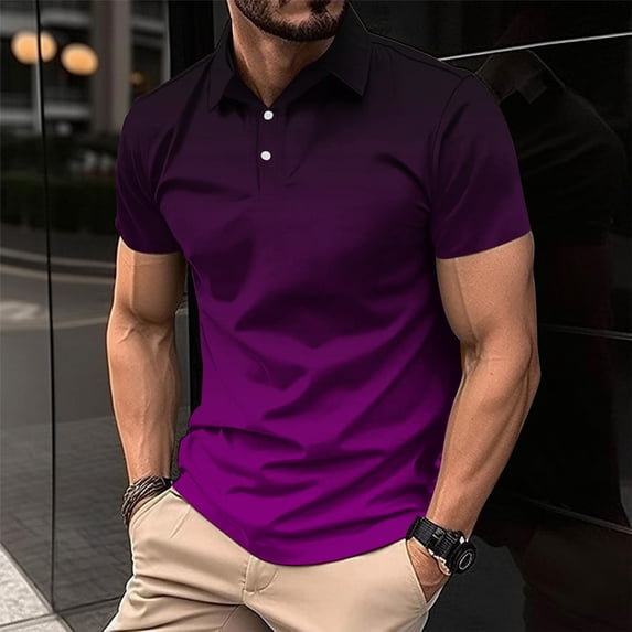 AOOCHASLIY Father's Day Gifts Men's Short Sleeve Linen Shirt Band Polo Collar Button Shirts Summer Beach Shirt