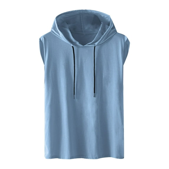 AOOCHASLIY Father's Day Gifts Men's Workout Hooded Tank Tops Sleeveless Gym Hoodies Bodybuilding Muscle Shirts