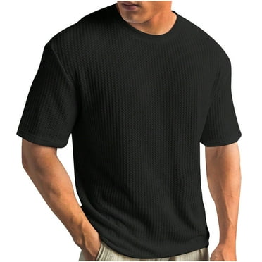 AOOCHASLIY Father's Day Gifts Mens Casual T Shirt Stretch Short Sleeve Slim Fit Crew Neck Pullover Solid Basic Tops