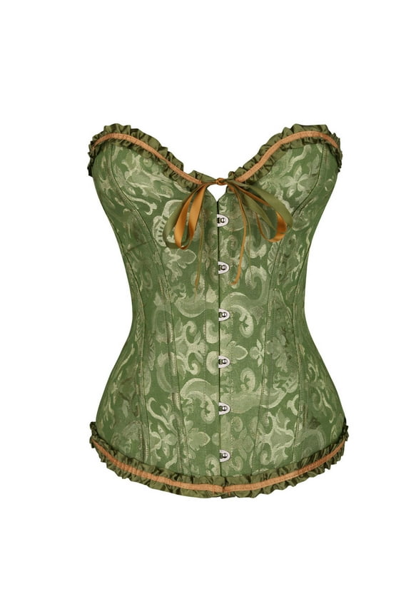 Full Dress in Evening Womens Vintage Gothic Party Floral Lace Up Slim Corset Bustier Tube Tops