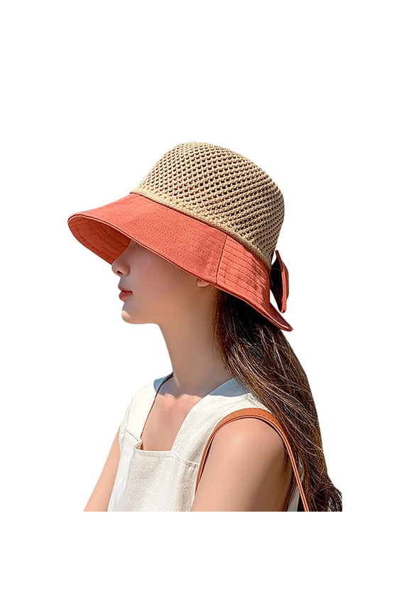 Hats for Women Clothes Summer Straw Hat Bowknot Beach Sun Protection Hats Wide Brim Caps Protective Hat Straw Hats for Women
