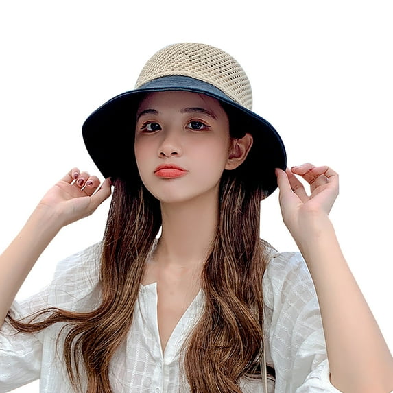 AOOCHASLIY Hats for Women Clearance Summer Straw Hat Bowknot Beach Sun Protection Hats Wide Brim Caps Protective Hat Straw Hats for Women