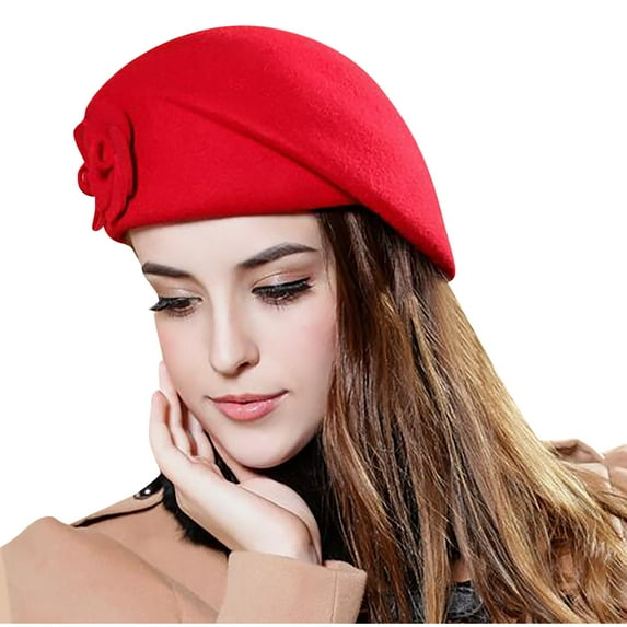 AOOCHASLIY Hats for Women Clothes Winter Hats For Women French Beret Beanie Pillbox Hat Fashion 100% Wool Warm