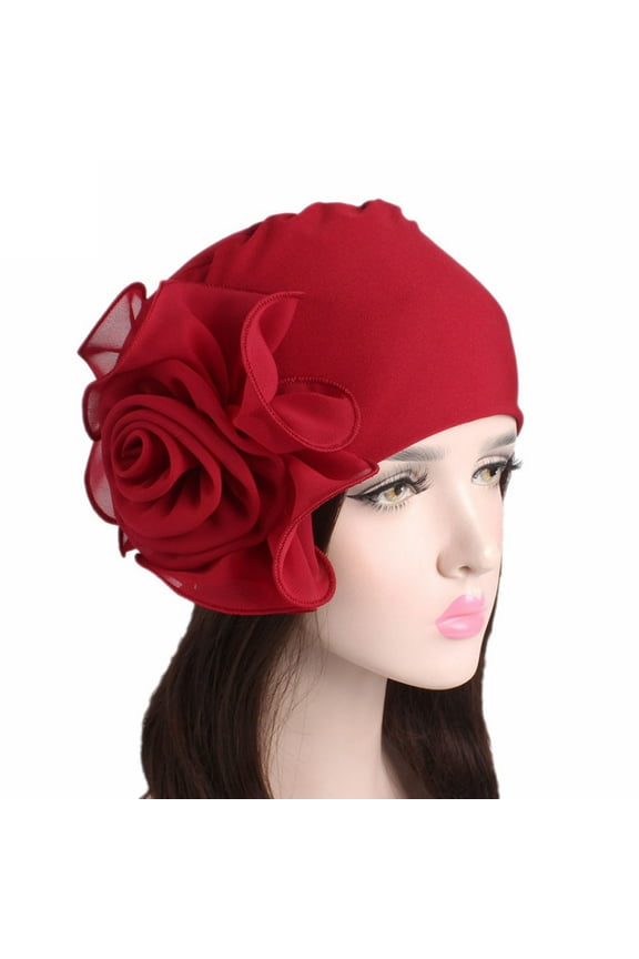 Hats for Women Women Ladies Retro Big Flowers Hat Turban Hat Cap Pile Cap