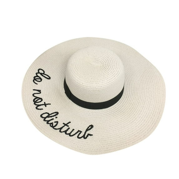 AOOCHASLIY Hats for Women Clothes Women Summer Big Straw Hat Sun Floppy Wide Hats Letter Print Folding Beach Cap