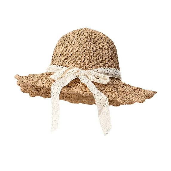 AOOCHASLIY Hats for Women Female Big Straw Hat Sun Beach Hat Travel Foldable Brim Summer UV Hat