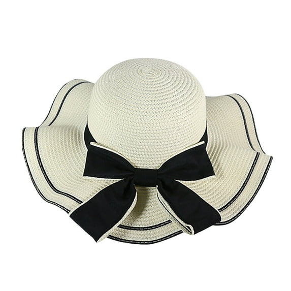 AOOCHASLIY Hats for Women Summer Straw Hat Bowknot Beach Sun Protection Hats Wide Brim Caps Protective Hat Straw Hats for Women