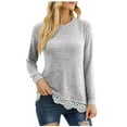 thumbnail image 1 of AOOCHASLIY Hoodies for Women Round-Neck Color Matching Pocket Recreational Long Sleev Tops, 1 of 7