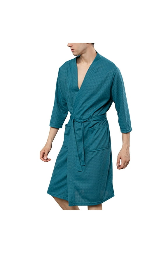 House Eobes for Men Clothes Bath Robes Cardigan Bathrobe Thin Bathrobe Men's Home Clothes Bathrobe Men