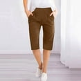 thumbnail image 1 of AOOCHASLIY Independence Day Pants Women Linen Capri Pants Casual Lightweight 3/4 Baggy Pants Drawstring Elastic Waist Beach Yoga Pants with Pockets, 1 of 5