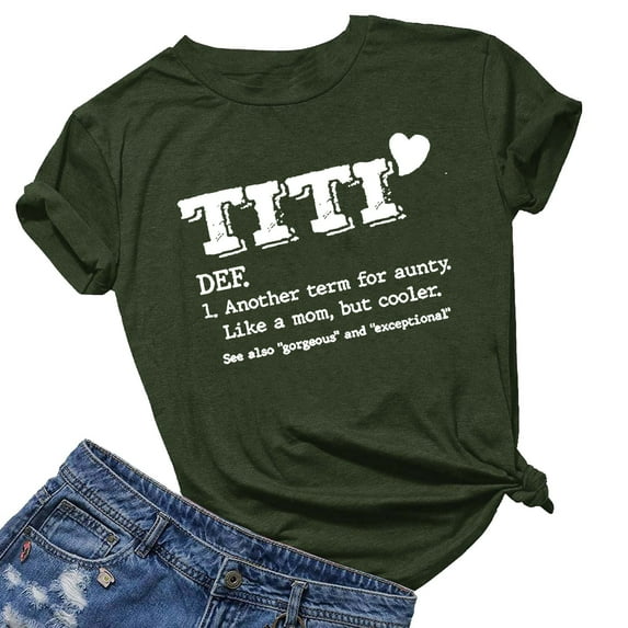 AOOCHASLIY Independence Day Womens Summer T-Shirt Funny Graphic Short Sleeve Shirts Letter Print Tops Blouses