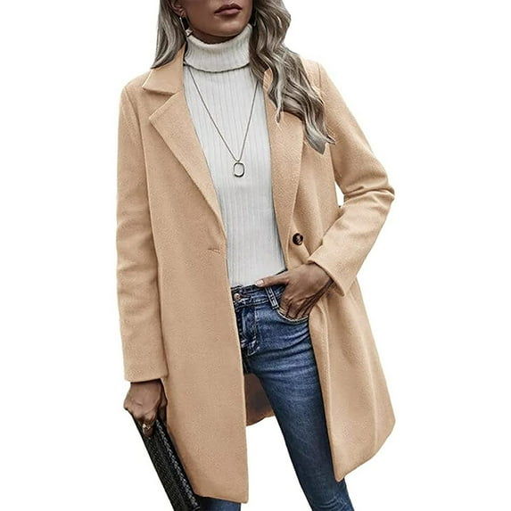 AOOCHASLIY Ladies Coat Clearance Women Casual Long Sleeve Loose Fashion Buttons Solid Coat