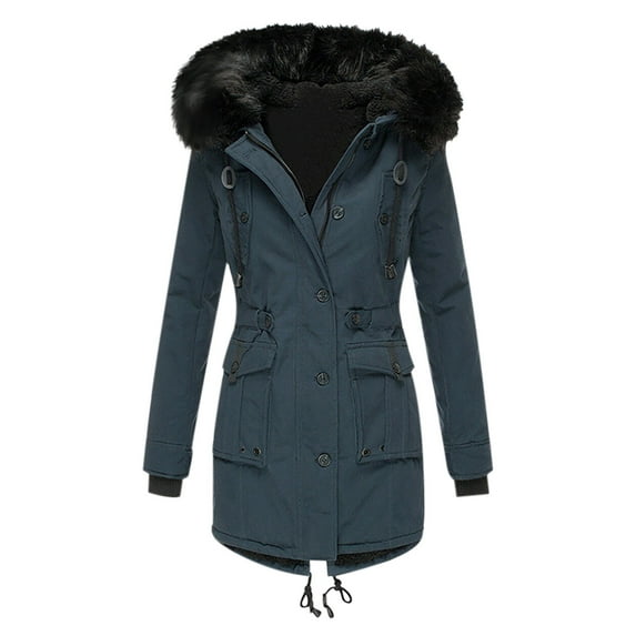 AOOCHASLIY Ladies Coat Clearance Women Plus Size Winter Warm Composite Plush Button Lapels Jacket Outwear Coat
