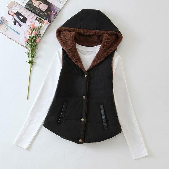 AOOCHASLIY Ladies Coat Clothes Women Solid Short Outerwear Cotton Jackets Pocket Loose Stand Vest