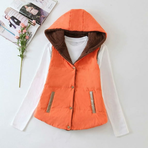 AOOCHASLIY Ladies Coat Clothes Women Solid Short Outerwear Cotton Jackets Pocket Loose Stand Vest
