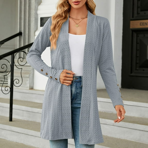 AOOCHASLIY Ladies Coat Women's Fashion Fall Winter Cardigan Sweater Coat Color Long Sleeve Blouse Clothing Loose Tops