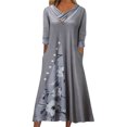 thumbnail image 1 of AOOCHASLIY Ladies Dresses V Neck Short Sleeve Loose Summer Flowy Mini Dress, 1 of 5