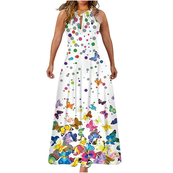 AOOCHASLIY Ladies Dresses Clearance Women's Trendy Casual Comfortable V Neck Solid Color Sleeveless Slim Fit Dress