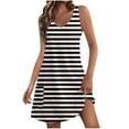 thumbnail image 1 of AOOCHASLIY Ladies' Holiday Dress Women's Striped Dress Beach Deep V Neck Dress with Pockets, 1 of 4