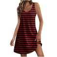 thumbnail image 1 of AOOCHASLIY Ladies' Holiday Dress Women's Striped Dress Beach Deep V Neck Dress with Pockets, 1 of 4