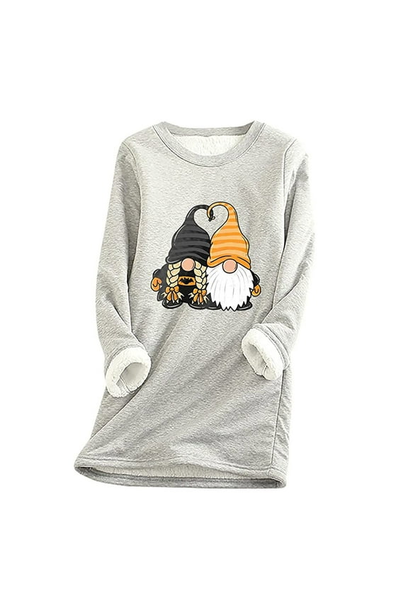 Clearance! Long Sleeve Shirts for Women Clearance O-Neck Loungewear Nightgowns Print Fall Fleece Tops