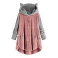 thumbnail image 1 of AOOCHASLIY Ladies Tops Long Sleeve Winter Women Button Coat Patchworl Hooded Pullover Loose Sweater Blouse Plus Size, 1 of 5