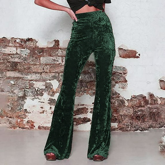 AOOCHASLIY Long Pants Clothes Women Casual Pleuche High Waist Wide Leg Pants Long Pants
