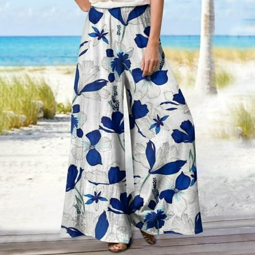 AOOCHASLIY Long Pants Clearance Womens Versatile Straight Barrel High Waist Printed Loose Wide Leg Pants Large Casual Pants
