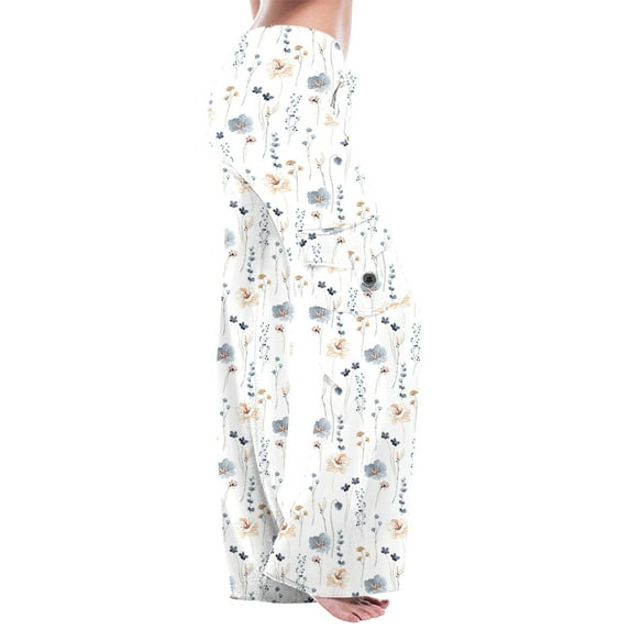 AOOCHASLIY Long Pants Clothes Women's High Waist Print Pants Wide Leg Pants Casual Loose+Pocket