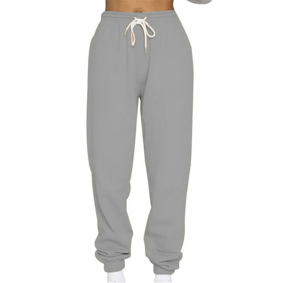 AOOCHASLIY Long Pants Clothes Womens Casual Loose Sports Sweatpants Ankle Banded Trousers Solid Fleece Pants