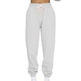 thumbnail image 1 of AOOCHASLIY Long Pants Clothes Womens Casual Loose Sports Sweatpants Ankle Banded Trousers Solid Fleece Pants, 1 of 5