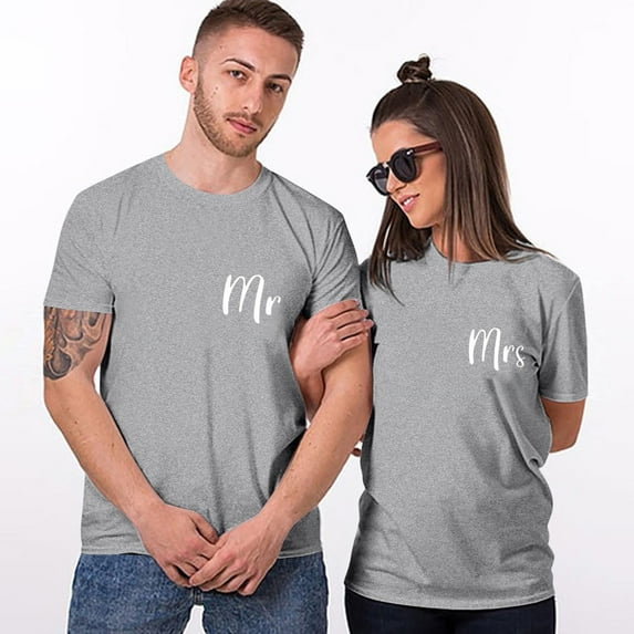 AOOCHASLIY Men Shirt for Valentine Gift Men Couples Lover Valentine's Day Short Sleeve Letter Print T Shirts Tops